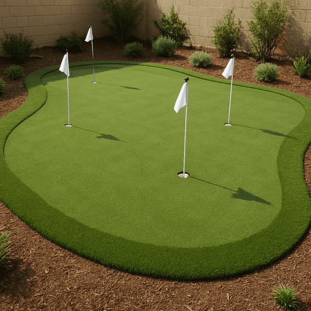 Well-maintained backyard putting green