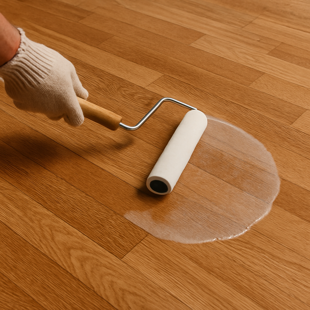 Wax finish applied to wood flooring