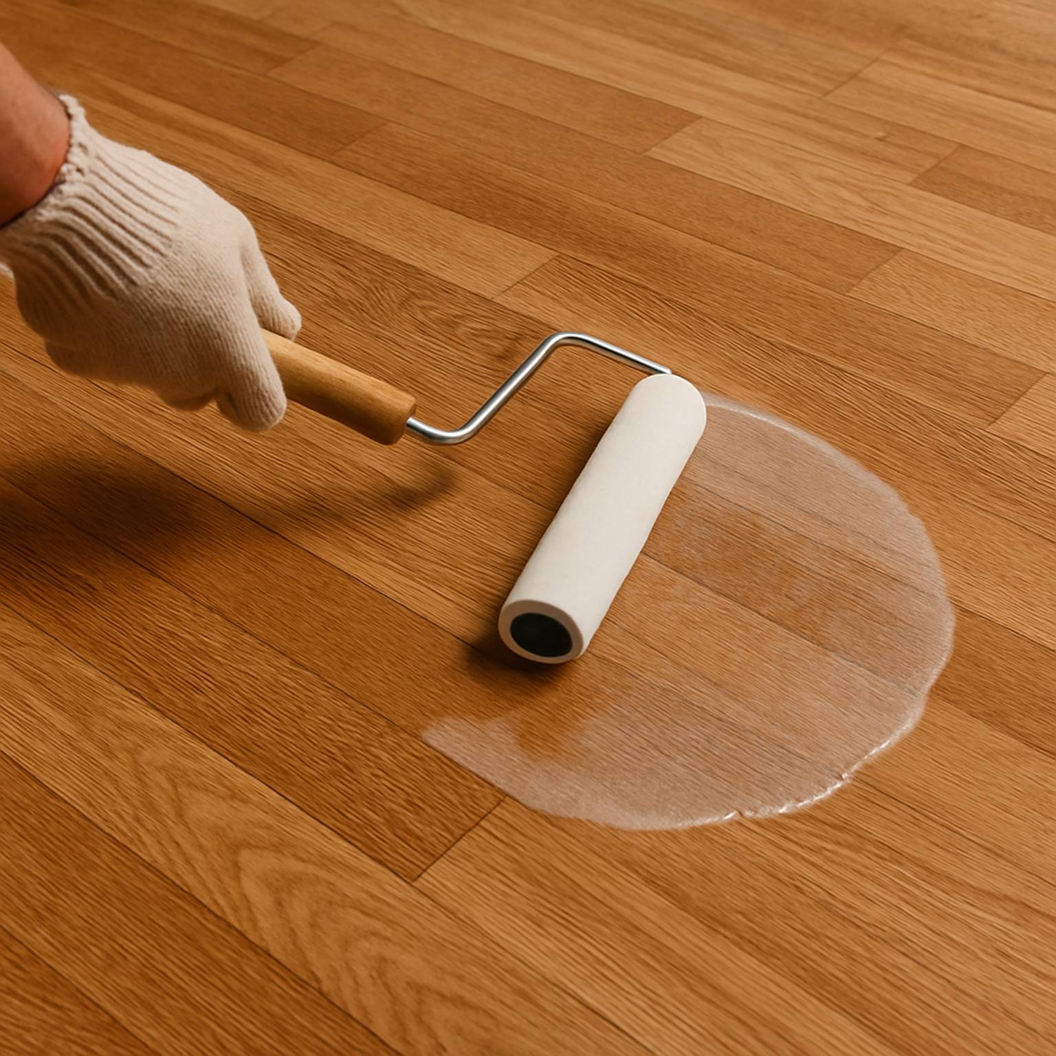 Aluminum oxide finish on prefinished wood flooring