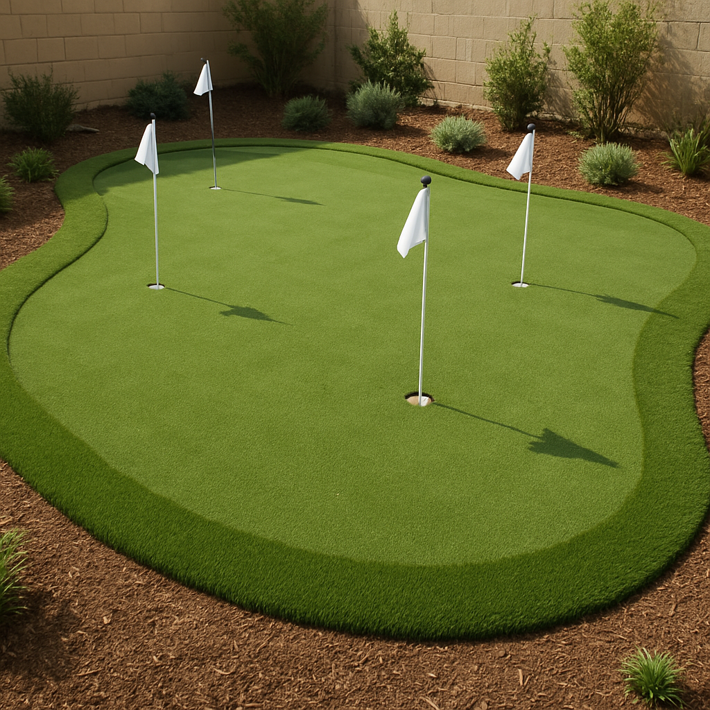 Well-maintained backyard putting green